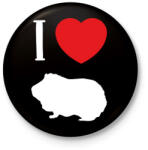 printfashion I love guinea pig (white) - Kitűző, hűtőmágnes - Fekete (7093837)