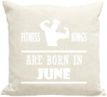 printfashion Fitnessz királyok júniusban születtek - Párnahuzat, Díszpárnahuzat - Lenvászon (1426072)