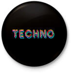printfashion Techno - Kitűző, hűtőmágnes - Fekete (3101785)