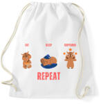 printfashion Eat sleep capybara - repeat - Sportzsák, Tornazsák - Fehér (14205217)