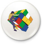 printfashion Rubik kocka - Kitűző, hűtőmágnes - Fehér (8410106)