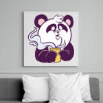 printfashion Kávézó panda - Vászonkép - Fehér (7510573)