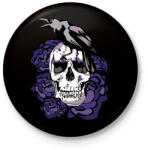 printfashion koponya rózsával - Kitűző, hűtőmágnes - Fekete (5578633)