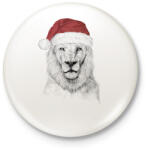 printfashion Santa lion - Kitűző, hűtőmágnes - Fehér (3076081)
