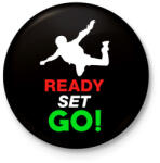 printfashion Ejtőernyőzés - Kitűző, hűtőmágnes - Fekete (7576107)