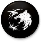 printfashion Witcher farkas fehér - Kitűző, hűtőmágnes - Fekete (5460603)