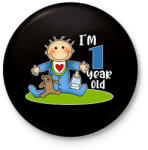 printfashion 1 year old" for boy - Kitűző, hűtőmágnes - Fekete (13437382)