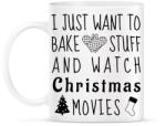 printfashion Karácsonyi filmek és sütés - Bögre - Fehér (1093901)