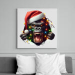 printfashion Morcos karácsonyi party gorilla - Vászonkép - Fehér (15257010)