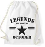 printfashion Legends are born in october - Sportzsák, Tornazsák - Fehér (5173229)