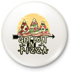 printfashion Get lost in pizza - Kitűző, hűtőmágnes - Fehér (3082601)