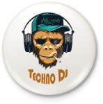 printfashion Techno DJ - Majom - Kitűző, hűtőmágnes - Fehér (6582539)