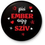 printfashion Pici ember, nagy szív - Kitűző, hűtőmágnes - Fekete (7278339)