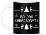 printfashion Boldog karácsonyt rénszarvas - Bögre - Fekete (11001762)