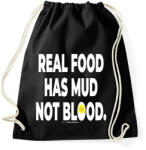 printfashion Real food has mud not blood. - vegán aktivista grafika #12 - Sportzsák, Tornazsák - Fekete (3911064)