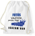 printfashion Fotós vagyok. . . - Sportzsák, Tornazsák - Fehér (16286321)