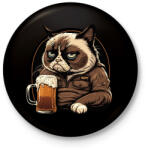 printfashion Grumpy macska sörözik - Kitűző, hűtőmágnes - Fekete (13037338)