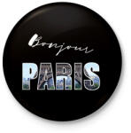printfashion bonjour paris - Kitűző, hűtőmágnes - Fekete (3102559)