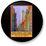 printfashion New York 5th Avenue Vintage - Kitűző, hűtőmágnes - Fekete (13226904)