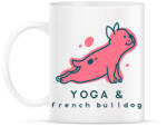 printfashion Jógázó francia bulldog - Bögre - Fehér (9469894)
