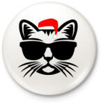 printfashion Karácsonyi Cica - Kitűző, hűtőmágnes - Fehér (11126403)