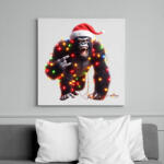 printfashion Vicces karácsonyi rocker party gorilla - Vászonkép - Fehér (15257016)
