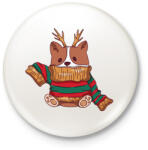 printfashion Karácsonyi pulcsis corgi - Kitűző, hűtőmágnes - Fehér (10142913)