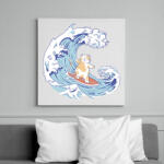 printfashion Szörfös cica - Vászonkép - Fehér (11845975)