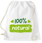 printfashion 100% natural felirat - Sportzsák, Tornazsák - Fehér (1039503)