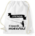 printfashion A legnagyobb horgász (egyedi névvel kérhető) - Sportzsák, Tornazsák - Fehér (4768218)