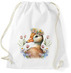printfashion Kacsa virágokkal - Sportzsák, Tornazsák - Fehér (12760500)
