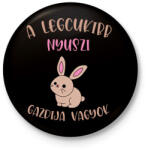 printfashion A legcukibb nyuszi gazdija - Kitűző, hűtőmágnes - Fekete (7025313)