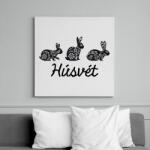 printfashion Húsvét - Mintás nyulak - Vászonkép - Fehér (6640859)