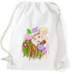 printfashion Hölgy virágokkal - Sportzsák, Tornazsák - Fehér (14661828)