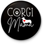 printfashion Corgi mama - Kitűző, hűtőmágnes - Fekete (6973354)