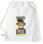 printfashion Majom - banánt akar - Sportzsák, Tornazsák - Fehér (4203260)