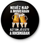 printfashion Nehéz nap, jó este - Kitűző, hűtőmágnes - Fekete (14835350)