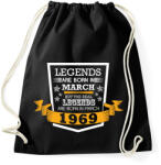 printfashion Real legends are born in March 1969 - Sportzsák, Tornazsák - Fekete (1251182)