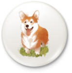 printfashion Corgi kutyus - Kitűző, hűtőmágnes - Fehér (12422826)