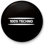 printfashion 100% techno - Kitűző, hűtőmágnes - Fekete (3097202)