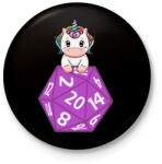 printfashion Unikornis D20 - Kitűző, hűtőmágnes - Fekete (4181229)