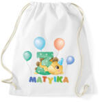 printfashion Dínós szülinap - Névvel, számmal - Sportzsák, Tornazsák - Fehér (8098343)