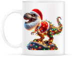 printfashion Szakállas Tirex dinoszaurusz mikulás sapkában - karácsonyi - Bögre - Fehér (15225056)
