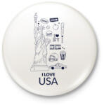 printfashion I LOVE USA - Kitűző, hűtőmágnes - Fehér (10653588)