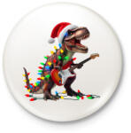 printfashion Karácsonyi rocker tirex gitárral - karácsonyi dinoszaurusz - Kitűző, hűtőmágnes - Fehér (15229266)