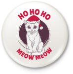 printfashion Karácsonyi Cica Ho Ho Ho - Kitűző, hűtőmágnes - Fehér (4103170)