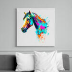 printfashion Színes ló - Vászonkép - Fehér (13647940)