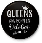 printfashion QUEENS are born in October - Kitűző, hűtőmágnes - Fekete (5501063)