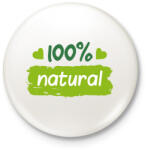 printfashion 100% natural felirat - Kitűző, hűtőmágnes - Fehér (3078110)