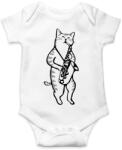 printfashion Macska szaxofonozik - Baba Body - Fehér (10282555)
